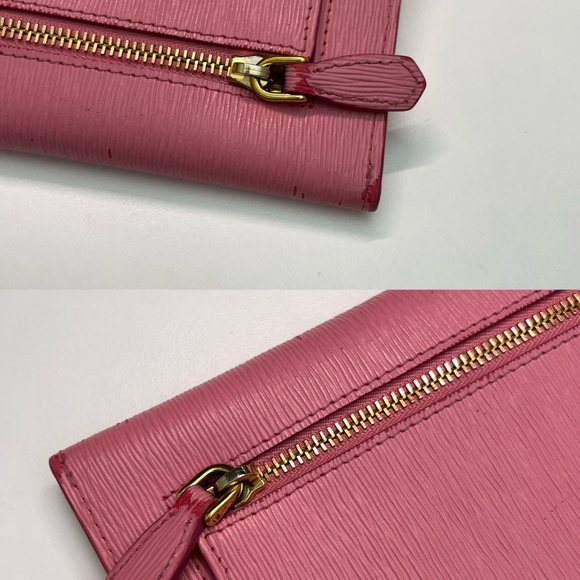 PRADA pink leather Saffiano metal Vitello Move envelope wallet clutch bag - Picture 16 of 16